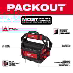 Milwaukee Packout 11 in. W X 13.5 in. H Ballistic Polyester Structured Tote Bag 39 pocket Black/Red