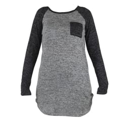 Hello Mello S Long Sleeve Women's Round Neck Black/Gray Sleep Shirt