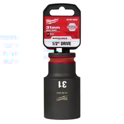Milwaukee Shockwave 31 mm X 1/2 in. drive Metric/SAE 6 Point Deep Impact Socket 1 pc
