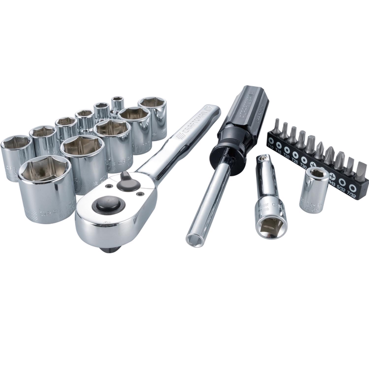 Craftsman 3/8 in. drive SAE 6 Point Nano Mechanic's Tool Set 24 pc