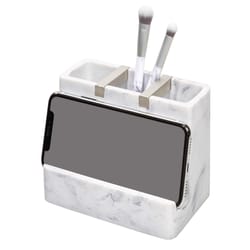 InterDesign Dakota Satin White Marble Plastic/Steel Toothbrush Holder