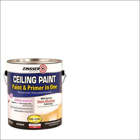 Zinsser Flat Bright White Water-Based Ceiling Paint and Primer in One ...