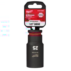 Milwaukee Shockwave 25 mm X 1/2 in. drive Metric/SAE 6 Point Deep Impact Socket 1 pc