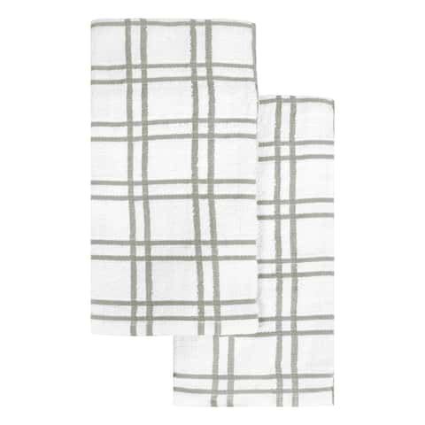 Set of 2 Halloween bar towels black and white buffalo plaid October 31  kitchen