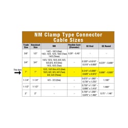 Sigma Engineered Solutions ProConnex NM/SE Clamp Clamp Connector 1 in. D 1 pk