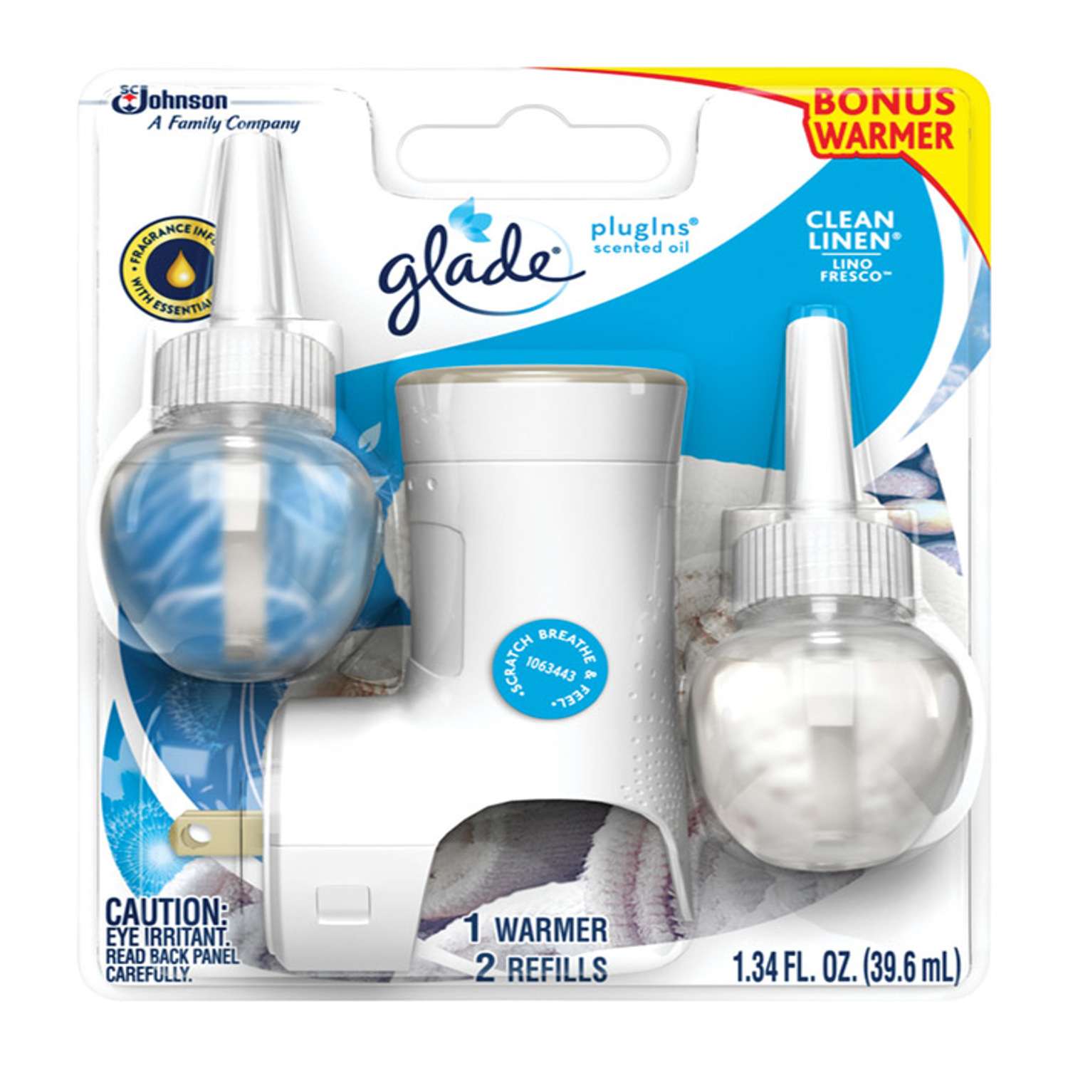 Glade PlugIns Clean Linen Scent Air Freshener Starter Kit 1.34 oz