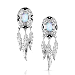 Montana Silversmiths Women's Divine Touch Opal Silver Earrings Water Resistant