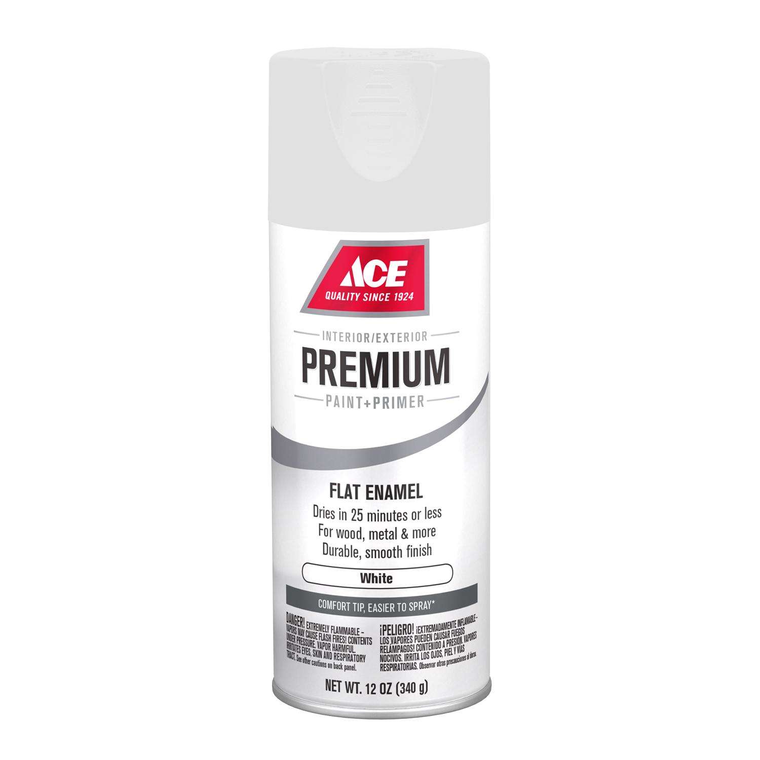 Ace Premium Satin Black Paint + Primer Enamel Spray 12 oz - Ace Hardware