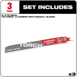 Milwaukee Torch 9 in. Bi-Metal Blade Set 8 TPI 3 pc