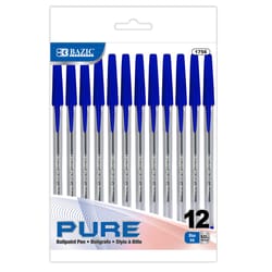 Bazic Products Pure Blue Ball Point Pen 12 pk