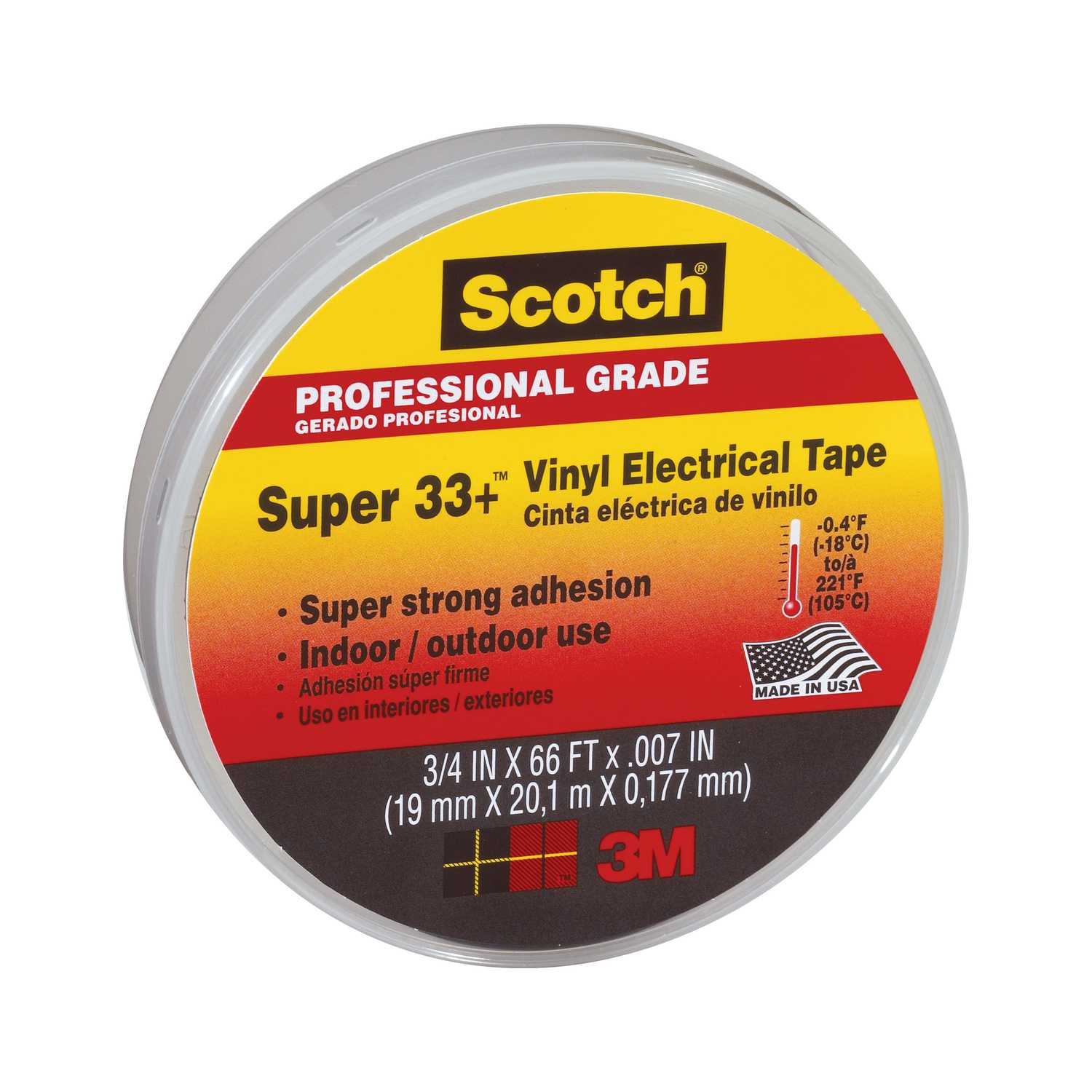 Scotch Super 33+ 3/4 in. W x 66 ft. L Black Vinyl Electrical Tape Ace