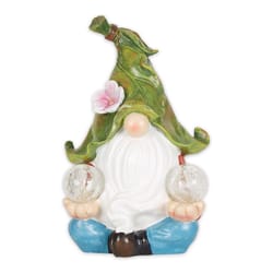 Zingz Polyresin Multi-color 11.6 in. Meditating Leaf-Hat Gnome Garden Statue