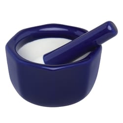 Harold Import Cobalt Blue Porcelain Octagonal Mortar and Pestle