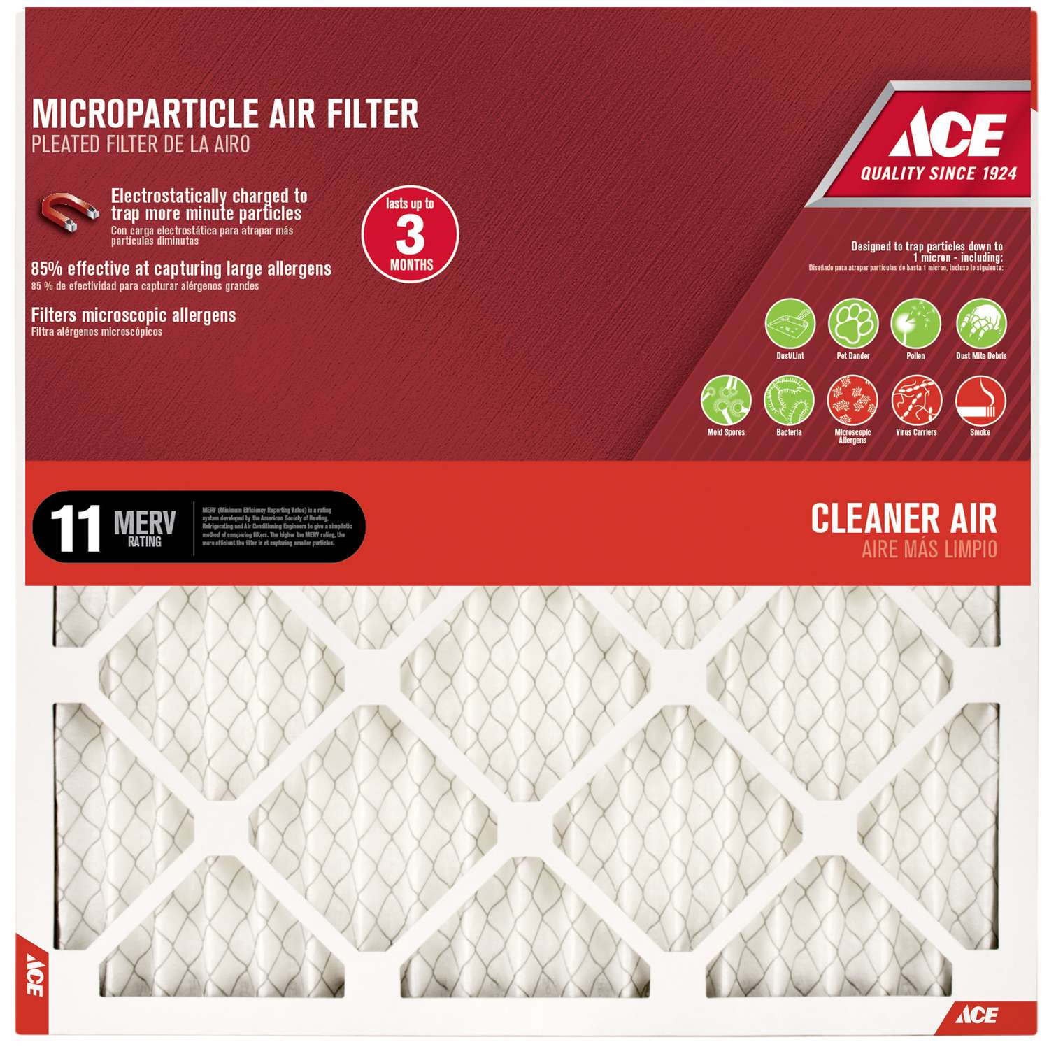 Ace 16 in. W X 25 in. H X 1 in. D Pleated 11 MERV Pleated Microparticle
