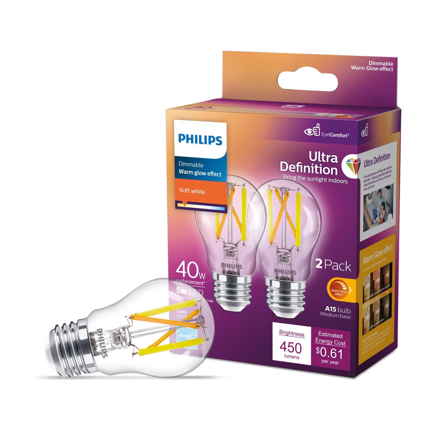 Photos - Light Bulb Philips A15 E26  LED Bulb Soft White 40 Watt Equivalence 2 pk 5643 (Medium)