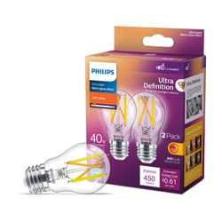 Philips A15 E26 (Medium) LED Bulb Soft White 40 Watt Equivalence 2 pk