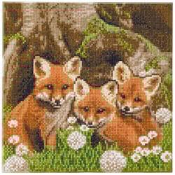 Crystal Art Craft Buddy Fox Cubs Framed Kit Multicolored