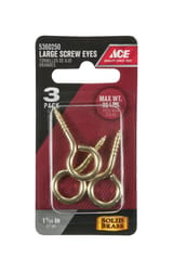 Ace 5/32 in. D X 1-7/16 in. L Polished Brass Screw Eye 30 lb. cap. 3 pk
