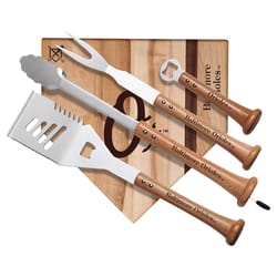 Baseball BBQ MLB Stainless Steel Natural Grill Tool Set 1 pk