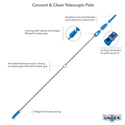 Unger Connect & Clean Telescoping 16 ft. L X 1 in. D Aluminum Extension Pole Silver/Blue
