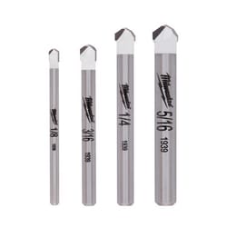 Milwaukee 5.25 in. L Carbide Tile and Stone Drill Bit Set Round Shank 4 pc