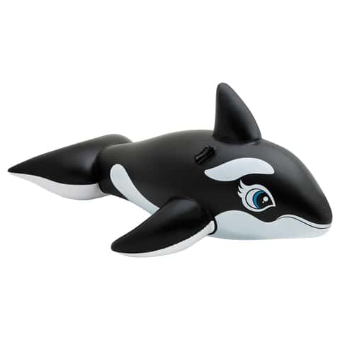 Intex Black/White Vinyl Inflatable Whale Ride-On Pool Float Intex Black/White Vinyl Inflatable Whale Ride-On Pool Float