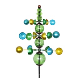 WindyWing Multicolored Glass/Metal 48 in. H Three Tier Crackle Balls Garden Stake Spinner