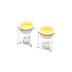 Nantucket Seafood Silver/White Ceramic Butter Warmer