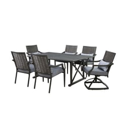 Living Accents Seabrook 7 pc Black Steel Dining Set Gray