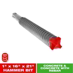 Diablo Rebar Demon 1 in. X 21 in. L Carbide Tipped Hammer Drill Bit SDS-Max Shank 1 pk
