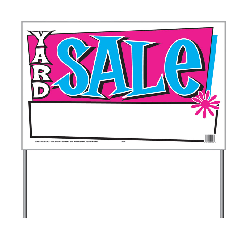 UPC 029069242039 product image for Hy-Ko 16in H x 26in W Yard Sale Sign With Frame in Purple/blue (24203) | upcitemdb.com