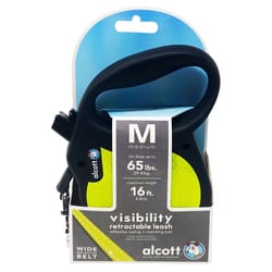 Alcott Black/Yellow Visibility Plastic Dog Retractable Leash Medium