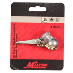 Milton Single Head Air Chuck with Snap-On Clip 1/4 in. 1 pc