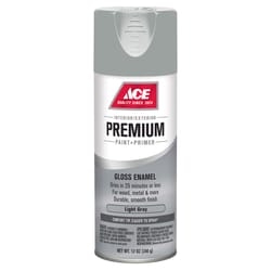 Ace Premium Gloss Light Gray Paint + Primer Enamel Spray 12 oz