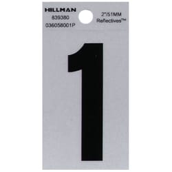 HILLMAN 2 in. Reflective Black Polyester Film Self-Adhesive Number 1 1 pc