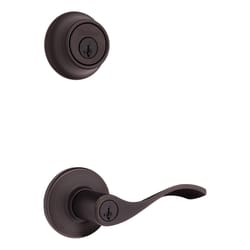 Kwikset SmartKey Security Balboa Venetian Bronze Lever and Single Cylinder Deadbolt KW1 2-3/4 in.