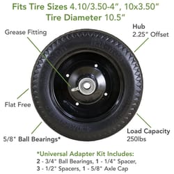 Marathon Universal Fit 4 in. D X 10.3 in. D 300 lb. cap. Offset Hand Truck Tire Polyurethane 1 pk