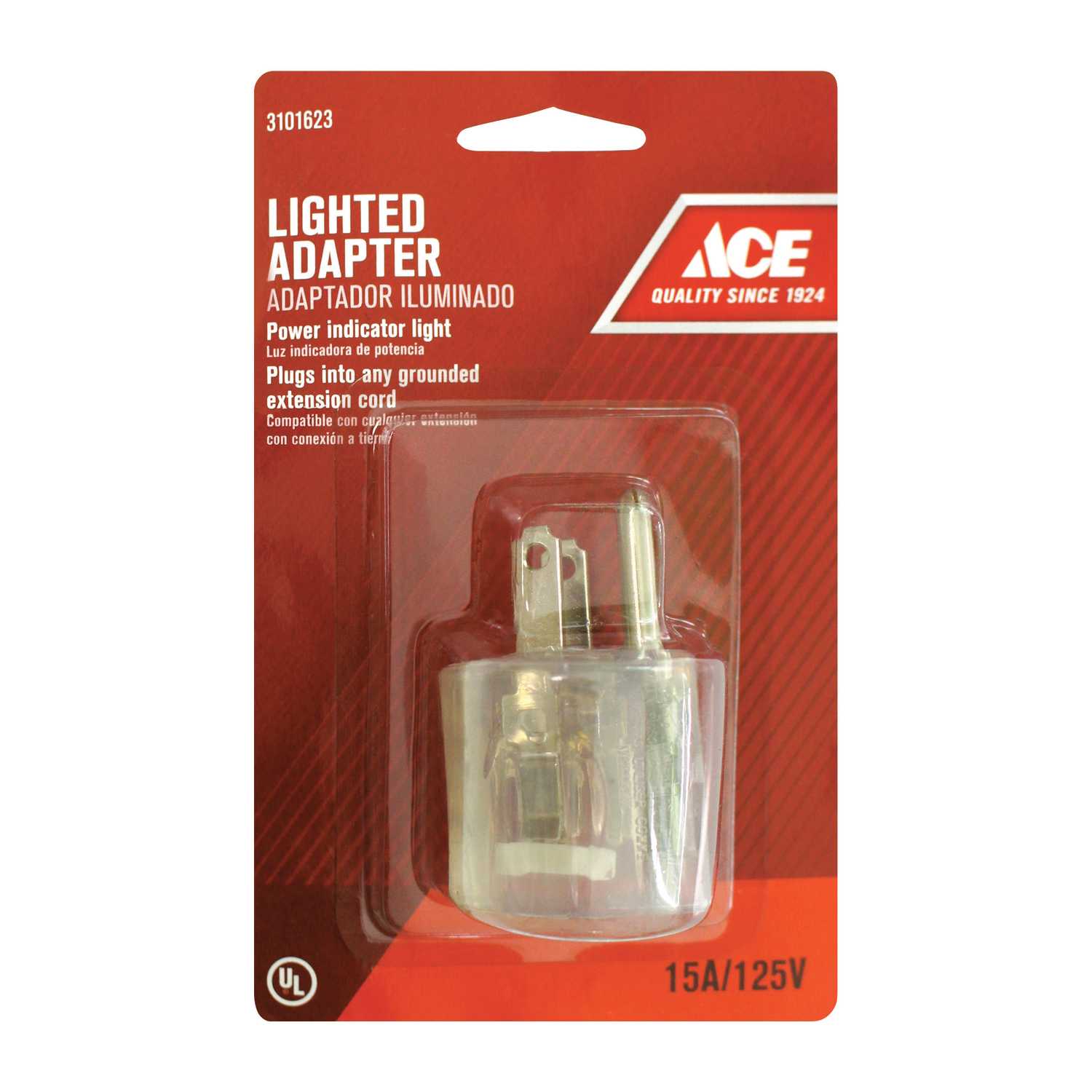 Ace Grounded 1 outlets Lighted Adapter 1 pk Ace Hardware
