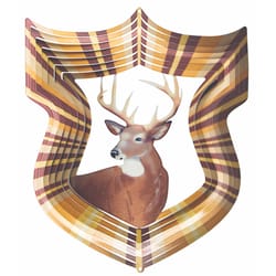 Spinfinity Designs Multi-color Stainless Steel 12 in. White Tail Deer Large Outdoor Spinner