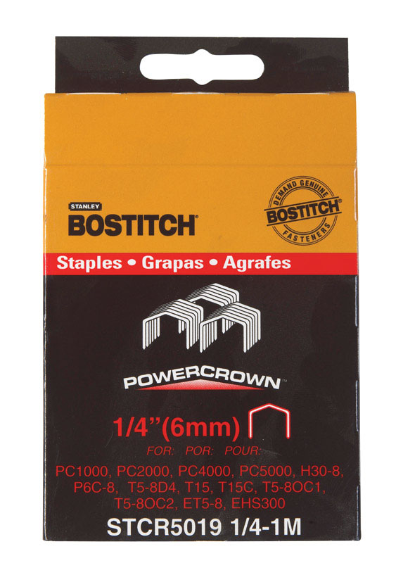 UPC 077914005100 product image for Stanley Bostitch 7/16 in. W x 1/4 in. L Steel Caps and Staples 18 Ga. Wide Crown | upcitemdb.com