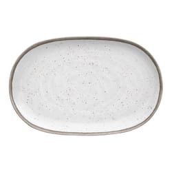 TarHong Retreat Pottery White Bamboo Oval Platter 17 in. D 1 pk