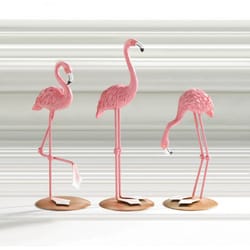Accent Plus 8.25 in. H X 3.25 in. L Pink Flamingo Poly Resin Decorative Figurines