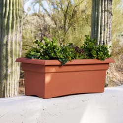 Bloem 10 in. H X 12 in. W X 26.3 in. D Resin Veranda Planter Terracotta Clay