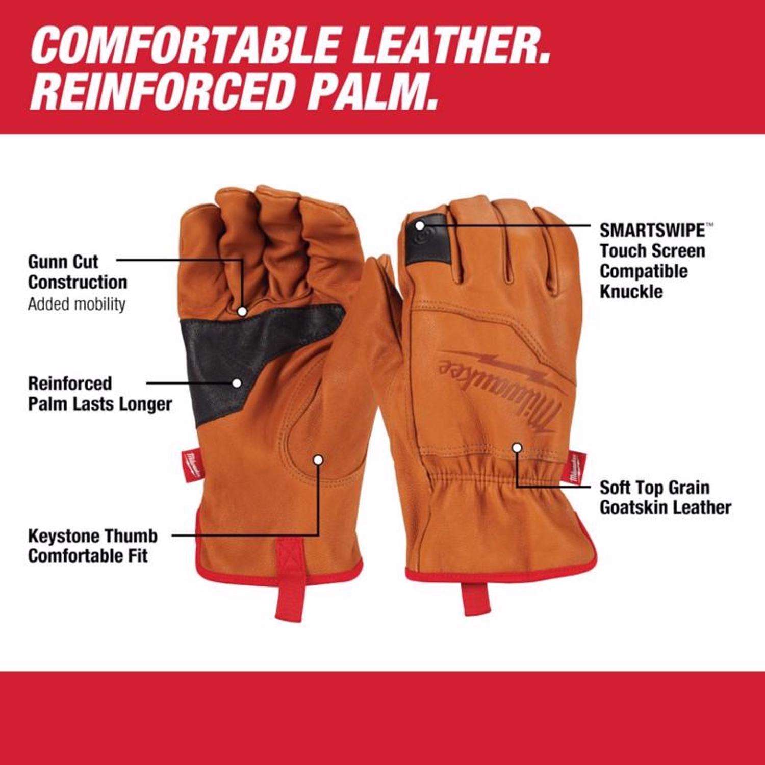 Buy Milwaukee Impact Cut Level 3 Goatskin Leather Work Gloves XL, Red &  Brown