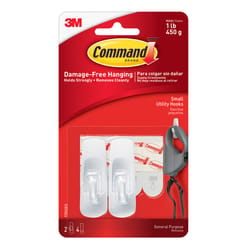 3M Command Small Plastic Hook 2.37 in. L 2 pk