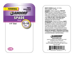 Jandorf 12-10 Ga. Insulated Wire Terminal Spade Yellow 5 pk