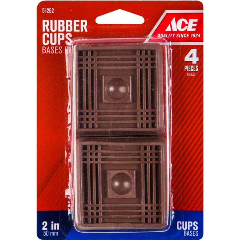 Ace  Rubber  Caster Cup  Brown  Square  2 in W x 2 in L 4 pk