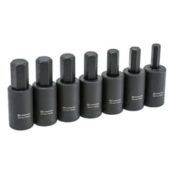Crescent 1/2 in. X 1/2 in. drive Metric 6 Point Hex Bit Socket Set 7 pc