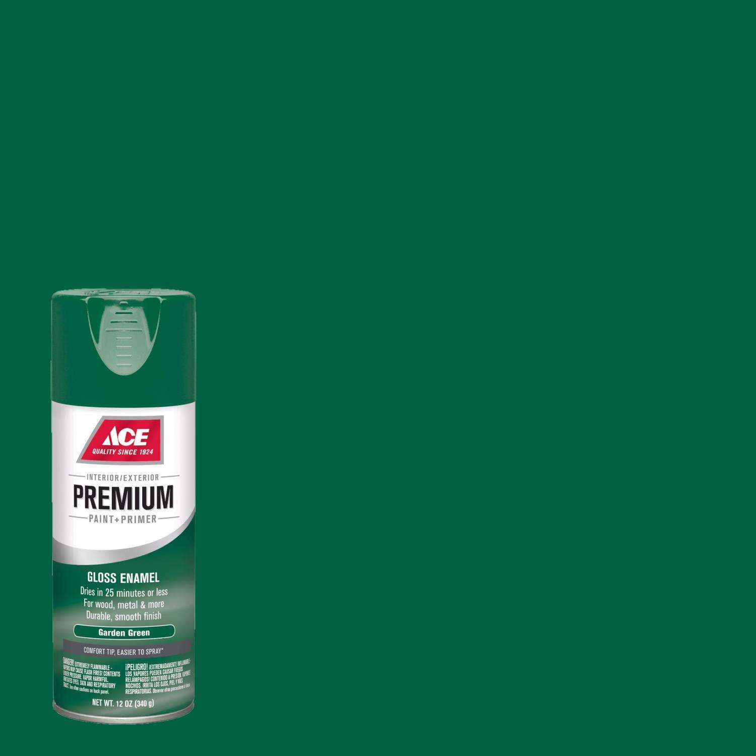 Ace Premium Gloss Garden Green Paint + Primer Enamel Spray 12 oz Ace