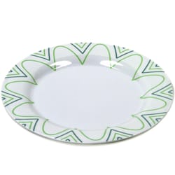 Chef Craft White with Green and Blue Lines Plastic Plate